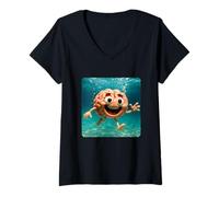 Mujer Cerebro Buceo Submarino Océano Buceador Natación Verano Camiseta Cuello V