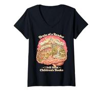 Mujer Cerebro del Lector Imagination Storytime Libros para niños Camiseta Cuello V