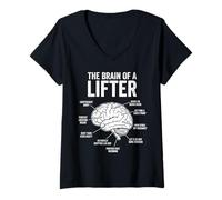 Mujer Cerebro Divertido de un Levantador Fitness Meme Halterofilia Camiseta Cuello V