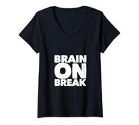 Mujer Cerebro Divertido en el Descanso Mensajes de Texto Divertidos Citas Divertidas de Humor Camiseta Cuello V