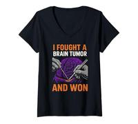 Mujer Cerebro Luché contra un Tumor Cerebral y gané Recov cirugía Cool Mens Camiseta Cuello V