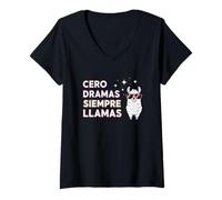 Mujer Cero Dramas Siempre Llamas Diversión Frases Graciosas Llama Camiseta Cuello V