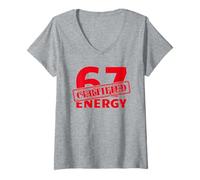 Mujer Certificado 6 7 Energy Fun 67 Número 6-7 6 7 Seis Siete Camiseta Cuello V