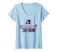 Mujer Certified Cat Mom Cool Mother of Cats Kitten Style Camiseta Cuello V