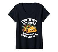 Mujer Certified Cuteness, Wrapped in a Crunchy Hug Cute Taco Camiseta Cuello V