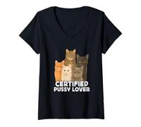Mujer Certified Pussy Lover Funny Pussy Cat Meme Adult Joke Camiseta Cuello V