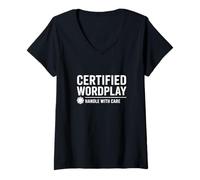 Mujer Certified Wordplay Humor Punny Divertido Camiseta Cuello V