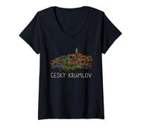 Mujer Cesky Krumlov Chequia - Recuerdo de Viaje para Regalo histórico de la Ciudad Camiseta Cuello V