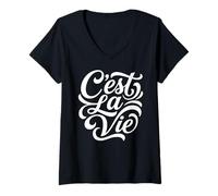 Mujer C'est La Vie Francés Dicho Tal es la Vida Camiseta Cuello V
