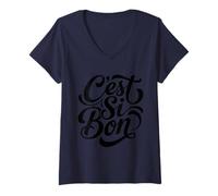 Mujer C'est Si Bon - Diseño de Letras en francés Camiseta Cuello V