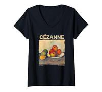 Mujer Cézanne Bodegón Manzanas Pintura Clásica Arte Gráfico Camiseta Cuello V