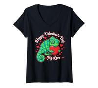 Mujer Chameleon Valentine's Day Lover Saint Valentine Camiseta Cuello V
