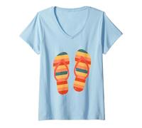 Mujer Chanclas para verano Time Vibes Summer Time Top Beach Camiseta Cuello V