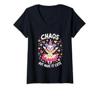 Mujer Chaos But Make It Cute Girlfriend Cara De Payaso Clowngirl Camiseta Cuello V