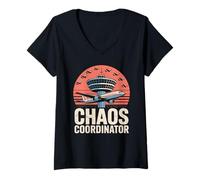 Mujer Chaos Coordinator Funny Air Traffic Control ATC Camiseta Cuello V