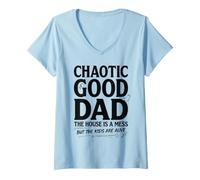 Mujer Chaotic Good Dad: La casa es un Desastre, Padre Divertido Camiseta Cuello V