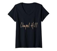 Mujer Chapel Hill North Carolina Vintage diseño Elegante Camiseta Cuello V