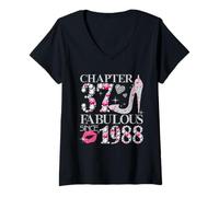 Mujer Chapter 37 Fabulous Since 1988 Diamond Heels 37th Birthday Camiseta Cuello V