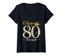 Mujer Chapter 80 Fabulous Since 1946 80th Birthday Queen Camiseta Cuello V