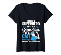 Mujer Charcot Marie Tooth Disease Abuela Blue Ribbon CMT Warrior Camiseta Cuello V