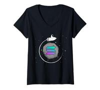 Mujer Charla de criptomonedas - Fun Solana Rocket To The Moon Camiseta Cuello V