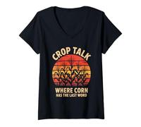 Mujer Charla de cultivos donde el maíz tiene la última palabra Retro Farm Camiseta Cuello V