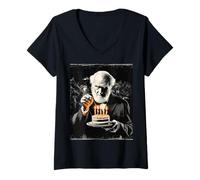 Mujer Charles Darwin Evolution Theory - Pastel de cumpleaños para Fiesta de cumpleaños Camiseta Cuello V