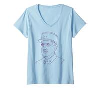 Mujer Charles de Gaulle Dibujo Camiseta Cuello V