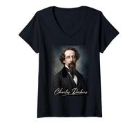 Mujer Charles Dickens Literatura Camiseta Cuello V