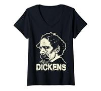 Mujer Charles Dickens Retrato Autor Escritor Camiseta Cuello V