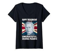 Mujer Charles III - Happy Treason Day Ungrateful Colonial Peasants Camiseta Cuello V