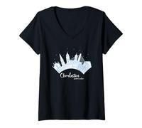 Mujer Charleston SC South Carolina El Horizonte de la Ciudad Santa Recuerdo Camiseta Cuello V
