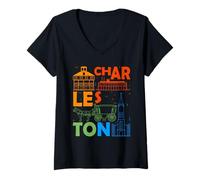 Mujer Charleston South Carolina Souvenir Hombres Charleston Camiseta Cuello V