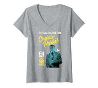 Mujer Charlie Parker Bird en Boston Live at The Hi Hat 1953 Camiseta Cuello V