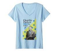 Mujer Charlie Parker Bird es Libre Camiseta Cuello V