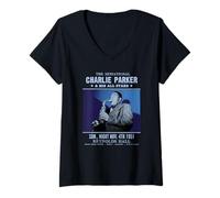 Mujer Charlie Parker Reynolds Hall Filadelfia 1951 Azul Foto Camiseta Cuello V