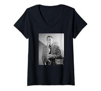 Mujer Charlie Parker Tocando Saxofón Foto Blanco y Negro Camiseta Cuello V