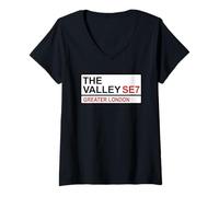 Mujer Charlton The Valley - Cartel de calle icónico Camiseta Cuello V