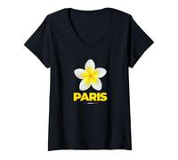 Mujer Charming Beauty of Paris France Tropical Flower Frangipani Camiseta Cuello V