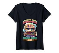 Mujer Chasing That Scholastic Book Fair High Estudiante de Lector Camiseta Cuello V