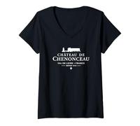 Mujer Château de Chenonceau Val de Loire, Francia 1514 Blanco Impresión Camiseta Cuello V