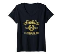 Mujer Château de Fontainebleau Francia La Demeure Des Rois Envejecido Camiseta Cuello V