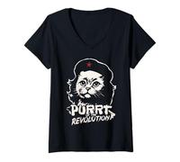 Mujer Che Guevara Camisa Purrt of the Revolution Funny Rebel Kitty Camiseta Cuello V