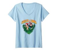 Mujer Cheech & Chong Plane Cannabis Leaves Vintage Camiseta Cuello V