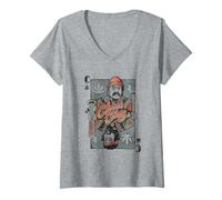 Mujer Cheech & Chong Playing Card King Character Distressed Camiseta Cuello V