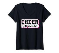 Mujer Cheer Boyfriend Orgullosa Animadora BF Animadora Entrenador Fan Camiseta Cuello V