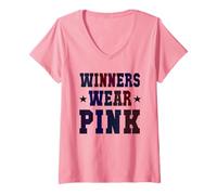 Mujer Cheer GANADORES Usan Rosa Mud Run Field Day Spirit Week Run Camiseta Cuello V