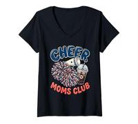 Mujer Cheer Moms Club Pom Poms Mujeres Cheer Squad Mom Camiseta Cuello V