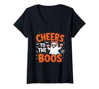 Mujer Cheers To The Boos Divertido Fantasma de Halloween Camiseta Cuello V