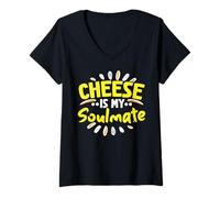 Mujer Cheese Is My Soulmate Cheesy Cheese Amante de la Comida Camiseta Cuello V
